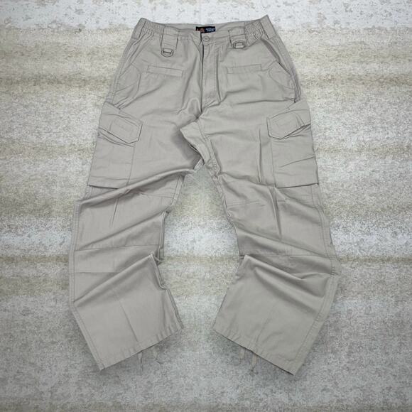 Vintage 90s LAPG Double Knees Tactical Pants 34x32 Baggy Fit Light Tan Cargos - Picture 2 of 4